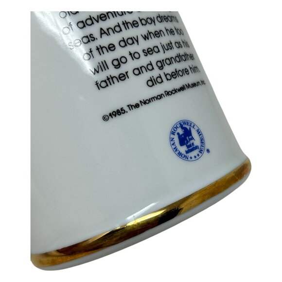 Norman Rockwell "Looking Out To Sea" Ceramic Mug With Gold Trim 1985 - Picture 4 of 12